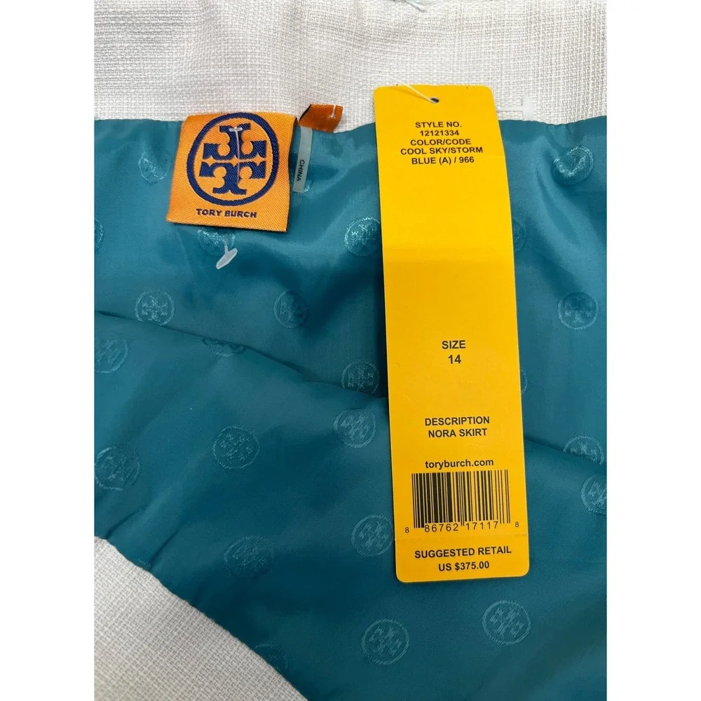 Tory Burch Nora Skirt‎ Women 14 Blue New Tweed Fringe Sequin Mini 12121334